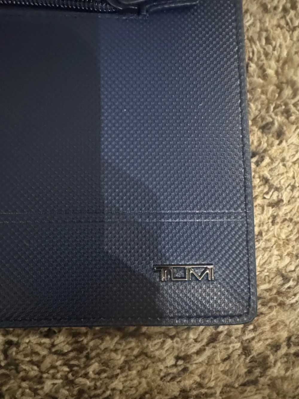 NWT Tumi Navy Leather DBL Zip Envelope Clutch